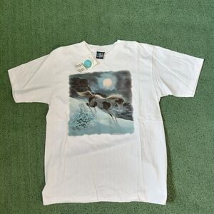 NWT VINTAGE 1996 Earth Tones Wild Horse Snowy Night T Shirt Size Medium